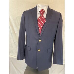 Lauren Ralph Lauren Blazer Mens 40L Classic Fit 100%Wool Two Button Black